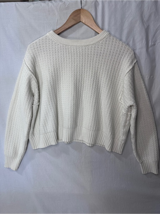 Haute Hippie Sweaters - Haute Hippie White Cream Cropped Crewneck Sweater